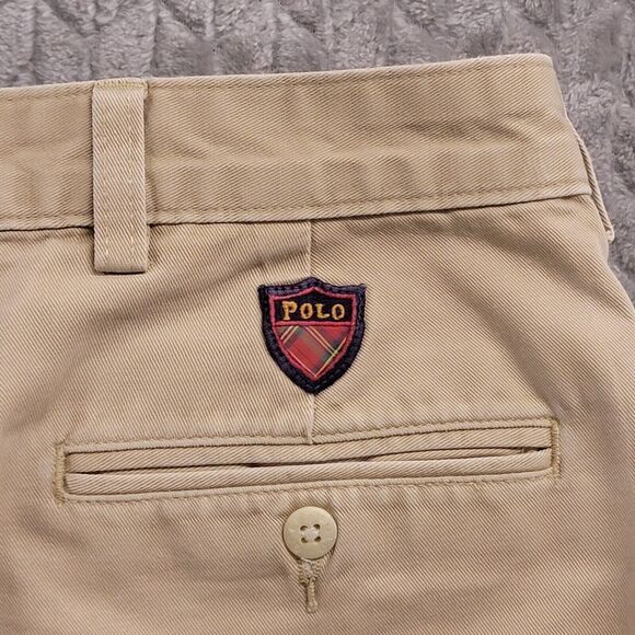 Polo Ralph Lauren Golf Shorts Mens Size 40 Khaki Tan Pleated Crest Logo Vintage‎ - Picture 8 of 9